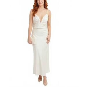 NEW Q2 carolyn satin maxi dress in warm ivory